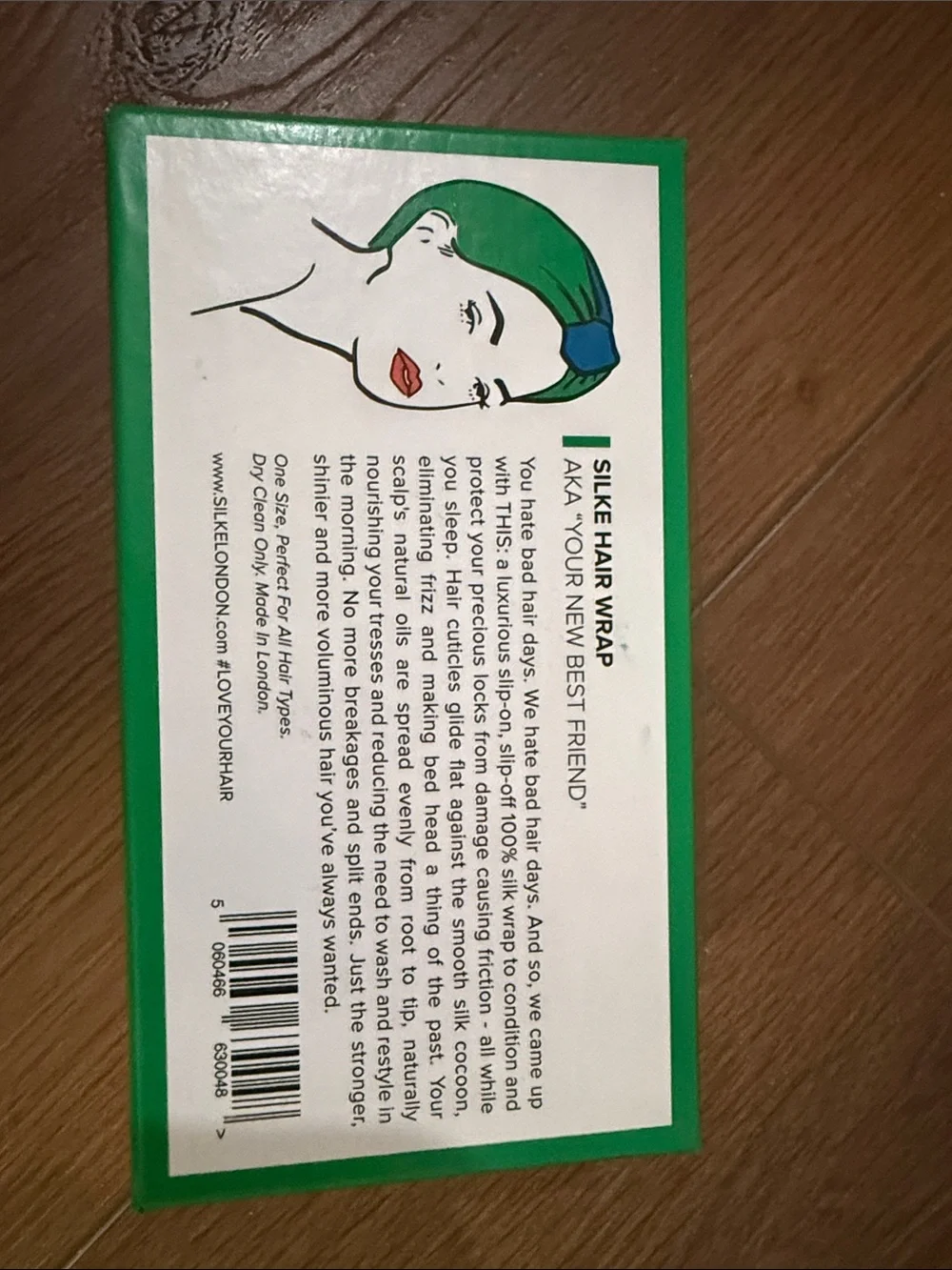SILKE London Silk Hair Wrap - Green & Blue Patterned Box